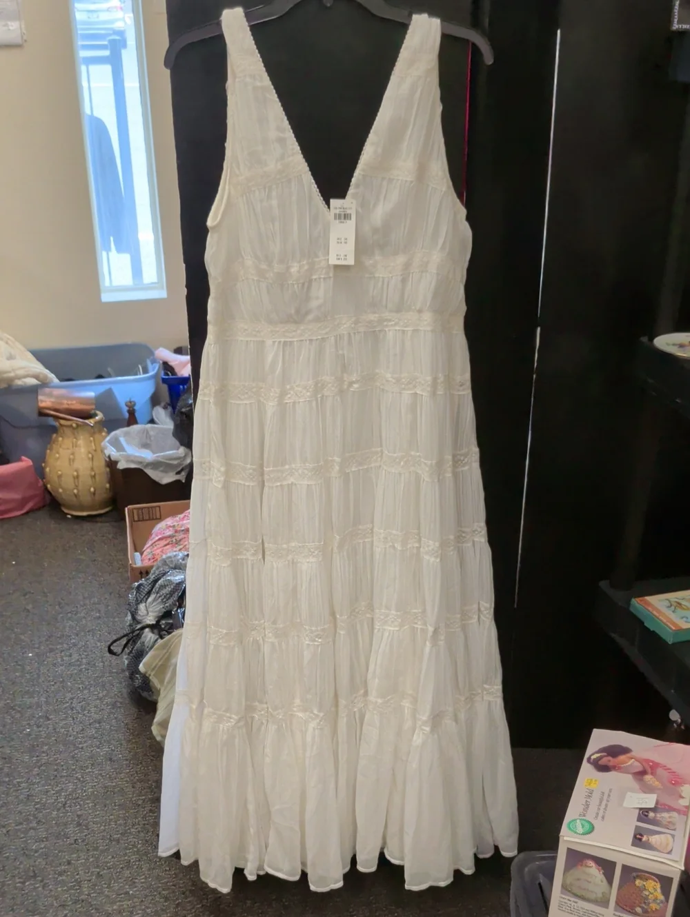 Abercrombie & Fitch White V-Neck Tiered Maxi Dress